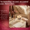 Lit Adi beeswax candle with wooden wick on nightstand with roses