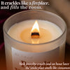 Lit beeswax candle with glowing wooden wick and crackling flame