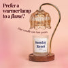 Sunday Reset beeswax candle under floral glass warmer lamp