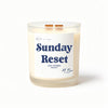 Sunday Reset beeswax candle with wooden wicks in frosted glass