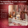 Sunday Reset beeswax candle lit with match, candle care tips graphic