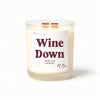 Wine Down beeswax candle with wooden wicks in frosted glass