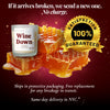 Wine Down beeswax candle on honeycomb with satisfaction guarantee graphic