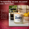 Infographic: how to burn beeswax candle without tunneling, lit Zesty candle