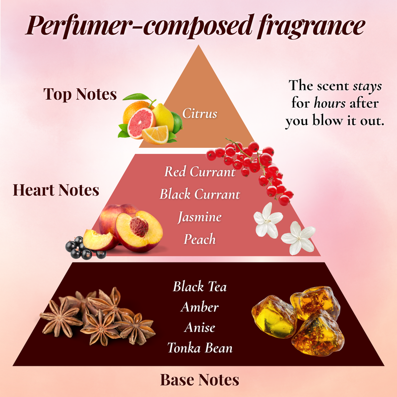 Perfumer fragrance pyramid infographic with fruit and spice notes