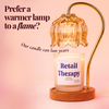Retail Therapy beeswax candle under gold flower lamp warmer