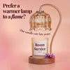 Room Service beeswax candle under glass warmer lamp with saffron flowers