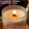 Lit beeswax candle with crackling wooden wick and warm glow