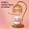 Infographic promoting beeswax candle warmer lamp over flame