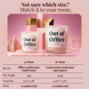 Out of Office beeswax candle size comparison chart, 40 and 80 hour